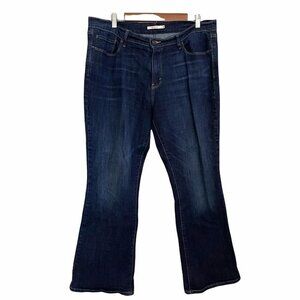 Levi's Women's 515 Bootcut Dark Wash Whiskered Stretch Denim Blue Jeans Size 16